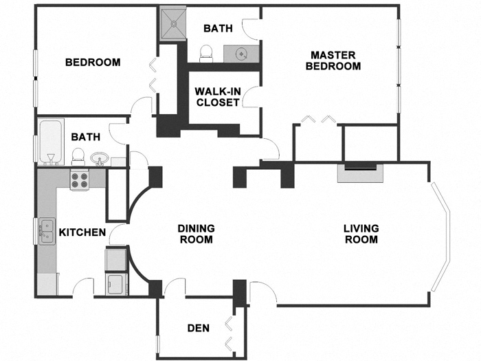 Floor plan for 2 beds, 2 baths, 1415 sqft